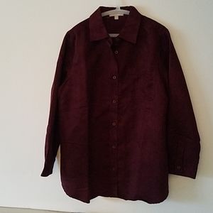 Microfiber suede button down tunic
